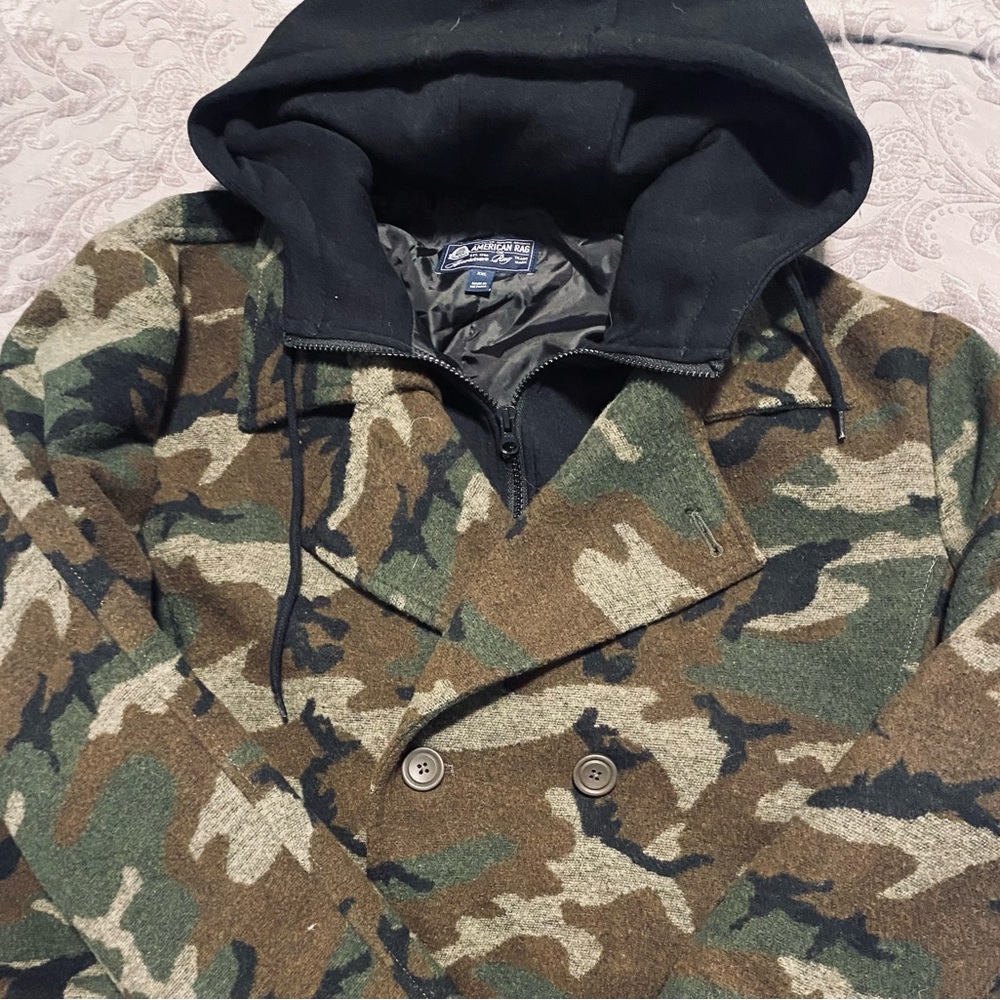 American Rag | Men’s Hooded Wool Peacoat, Size XXL